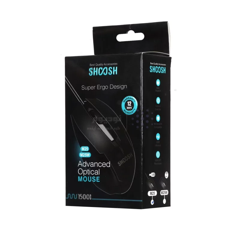 ماوس باسیم Shoosh مدل M25 - مشکی - SMO - تصویر 4