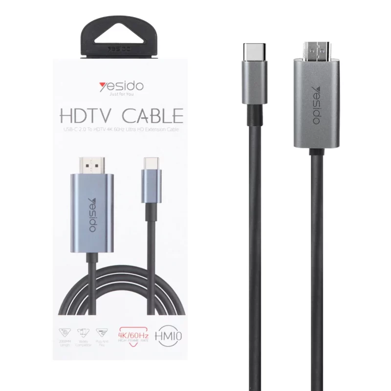 تبدیل 2 متری Yesido Type-C To HDMI مدل HM10 - خاکستری (گارانتی 18 ماه تعویض نیکان همراه) - تصویر 2