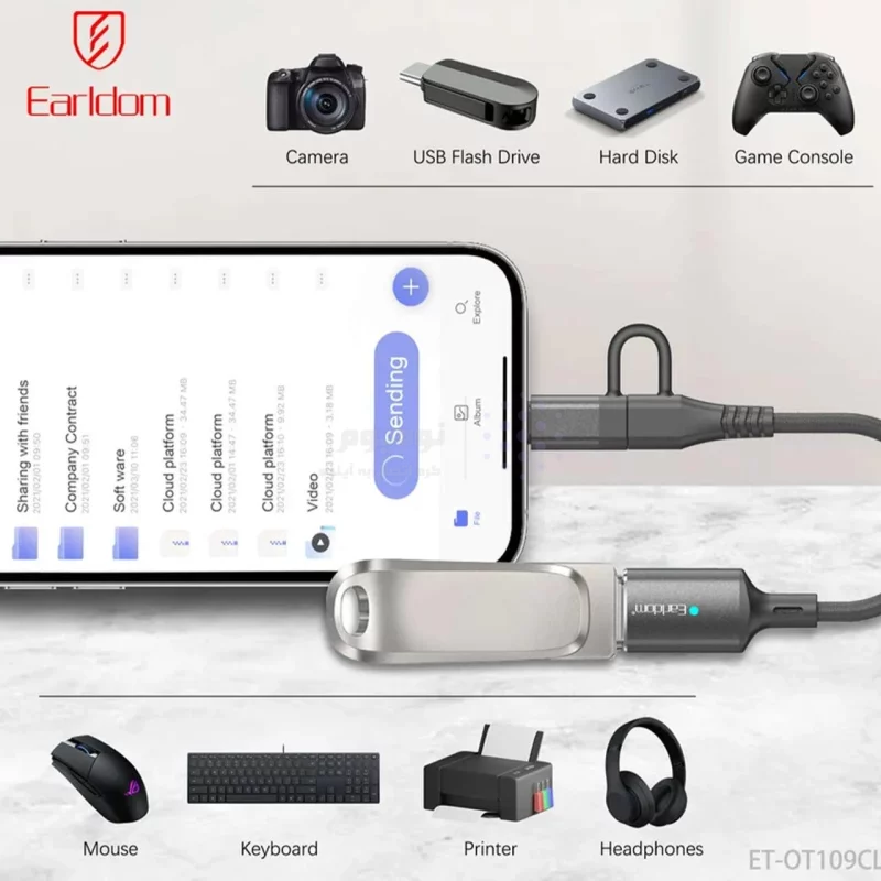 تبدیل Earldom OTG Type-C & Lightning TO USB3.0 مدل OT109CL - مشکی - تصویر 5