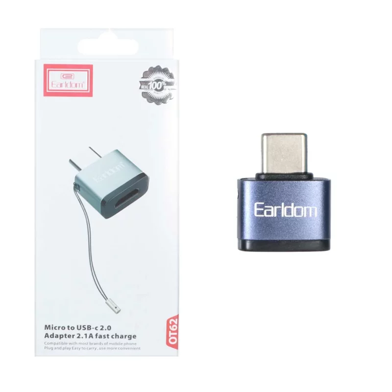تبدیل فست Earldom Type-C To MicroUSB مدل OT62 - آبی - تصویر 2