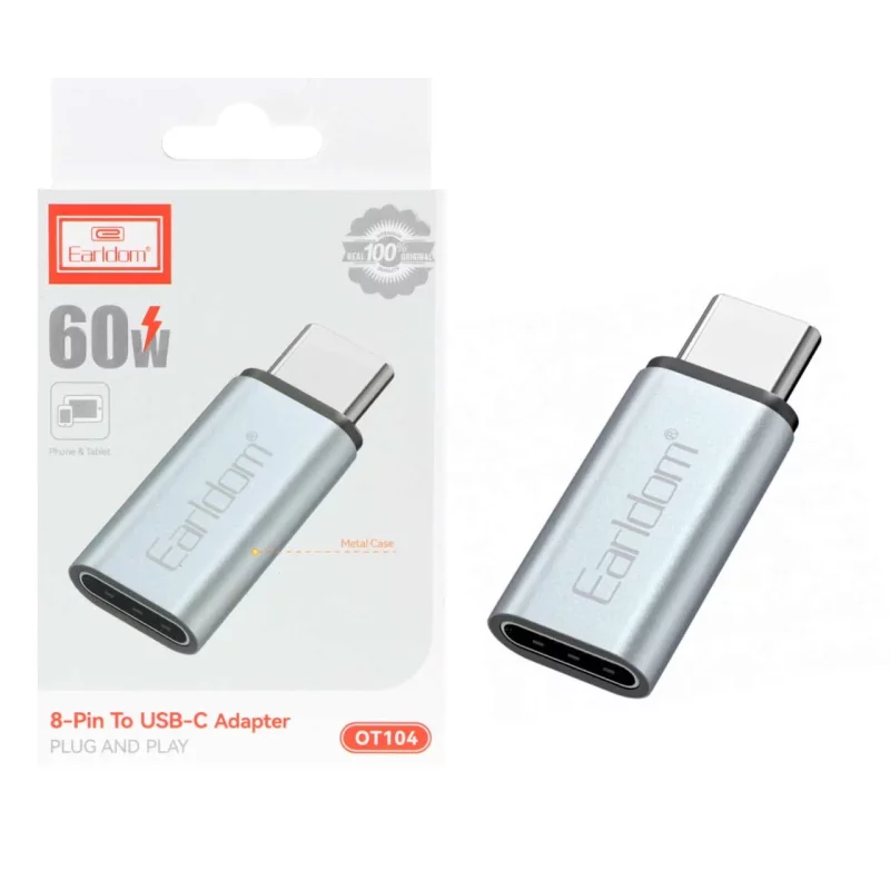 تبدیل Earldom Type-C To Lightning مدل OT104 - نقره ای - تصویر 2