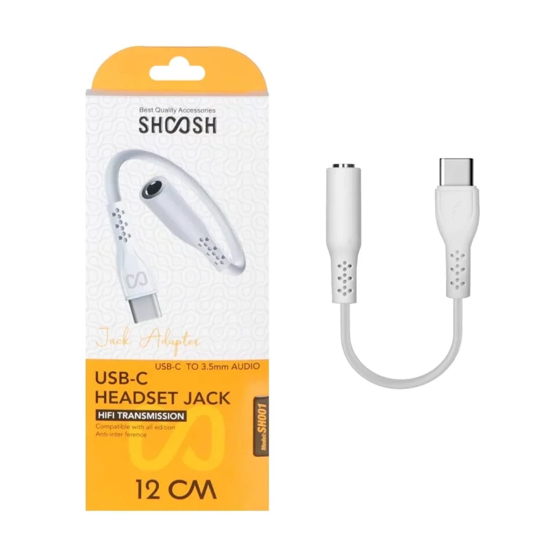 تبدیل Type-C به جک 3.5 میلیمتری Shoosh مدل SH001 - سفید - SMO - تصویر 2