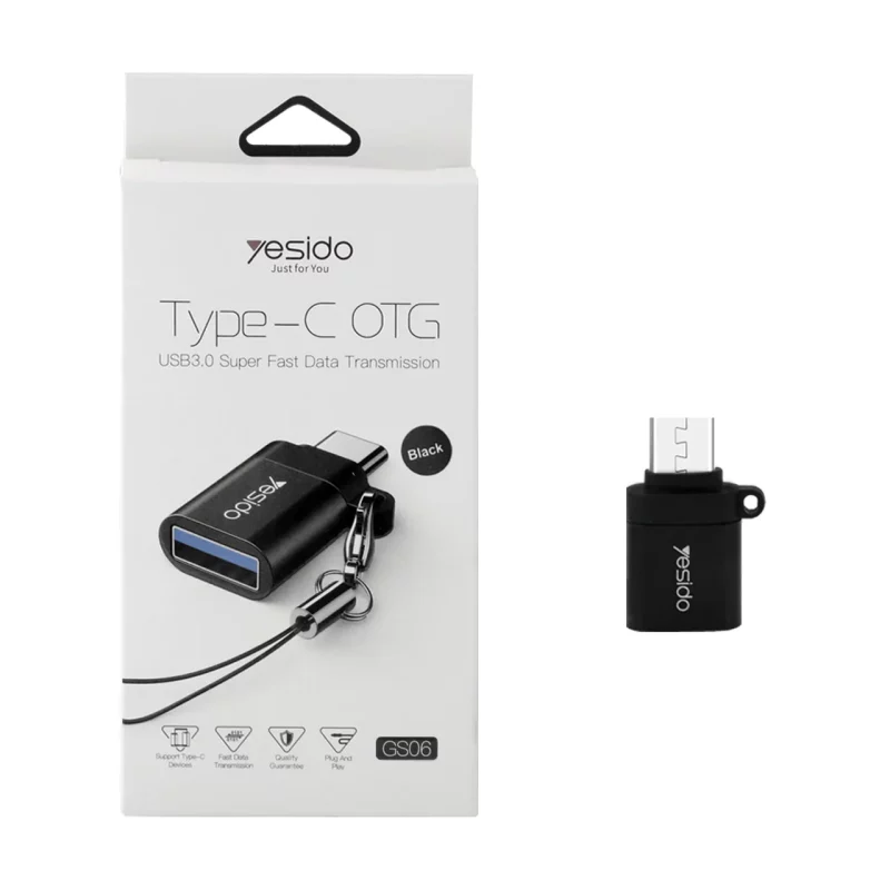 تبدیل yesido OTG Type-C مدل GS06 مشکی (گارانتی 18 ماه تعویض نیکان همراه) - تصویر 2