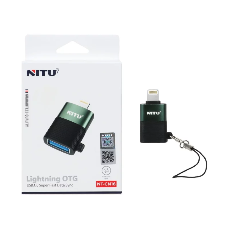 تبدیل NITU Lightning OTG USB 3.0 مدل CN16 - مشکی سبز (گارانتی 18 ماه تعویض نیکان همراه) - تصویر 2