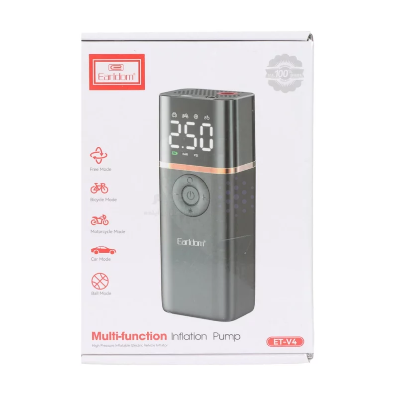 پمپ باد Earldom مدل ET-V4 - مشکی(دارای چراغ قوه و نمایشگر LED) - تصویر 11
