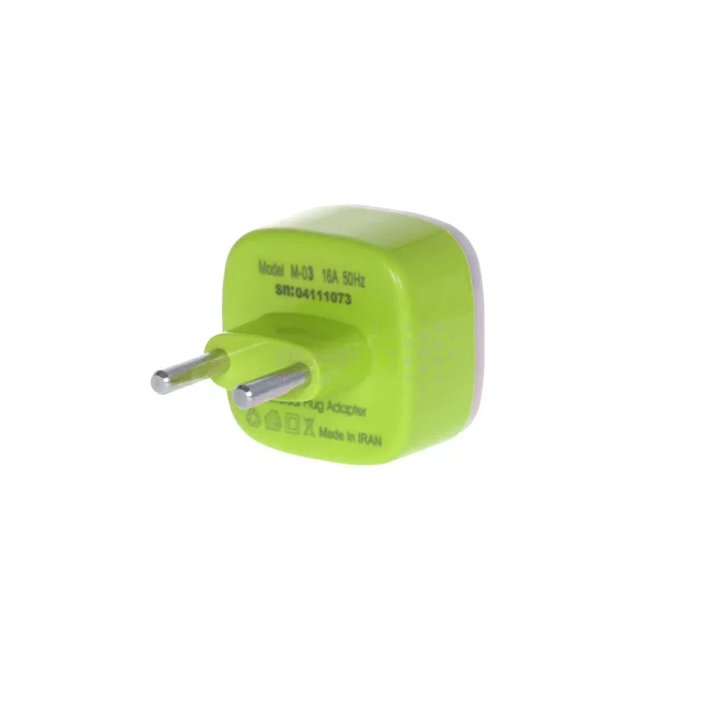 تبدیل برق 3 به 2 مدل M-03 - سبز فسفری - MMS - (RGB) - تصویر 3