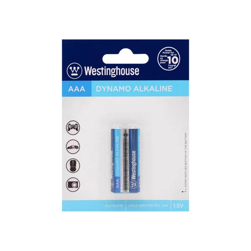 باتری نیم قلمی Westinghouse-AAA مدل DYNAMO ALKALINE LR03 بسته 2 عددی - تصویر 2