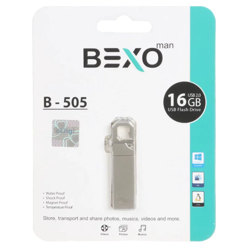 BEXO B-505 USB2.0 Flash Memory - 16GB (گارانتی داده پردازی آواتک) نقره ای - تصویر 2