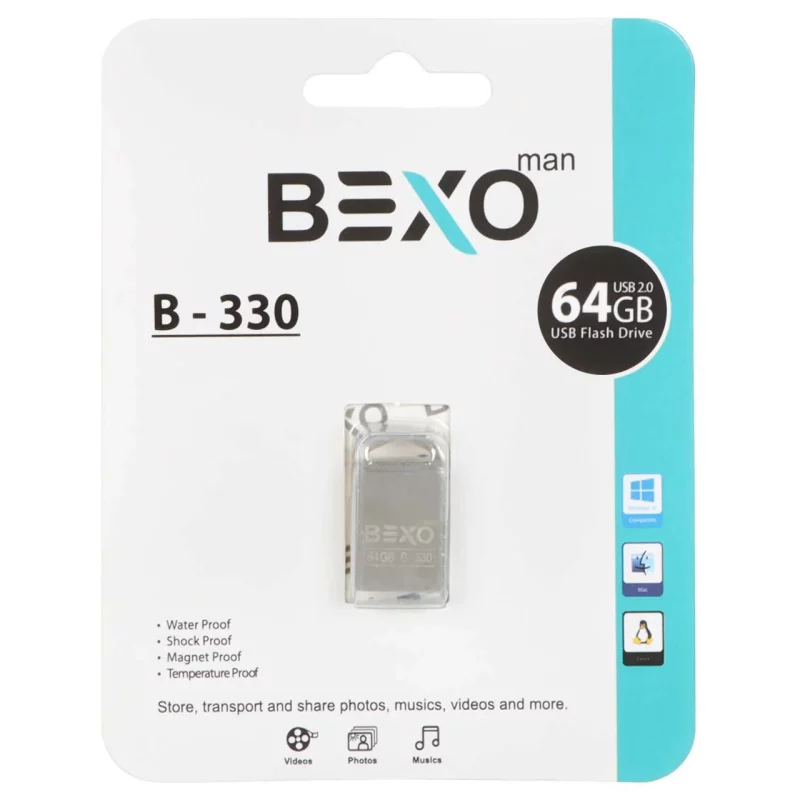 BEXO B-330 USB2.0 Flash Memory - 64GB (گارانتی داده پردازی آواتک) نقره ای - تصویر 2