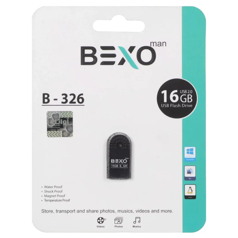 BEXO B-326 USB2.0 Flash Memory - 16GB (گارانتی داده پردازی آواتک) مشکی - تصویر 2