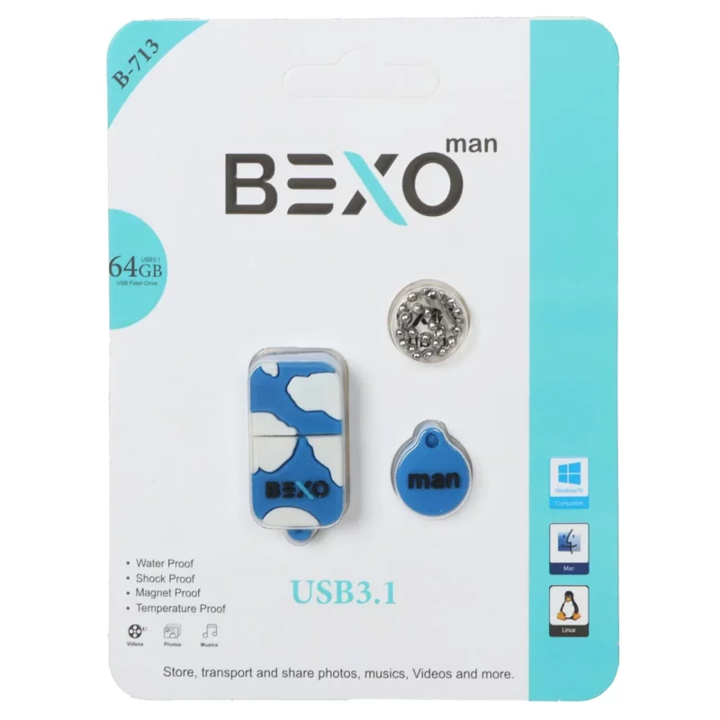 BEXO B-713 USB3.1 Flash Memory-64GB (گارانتی داده پردازی آواتک) آبی کاربنی - تصویر 2