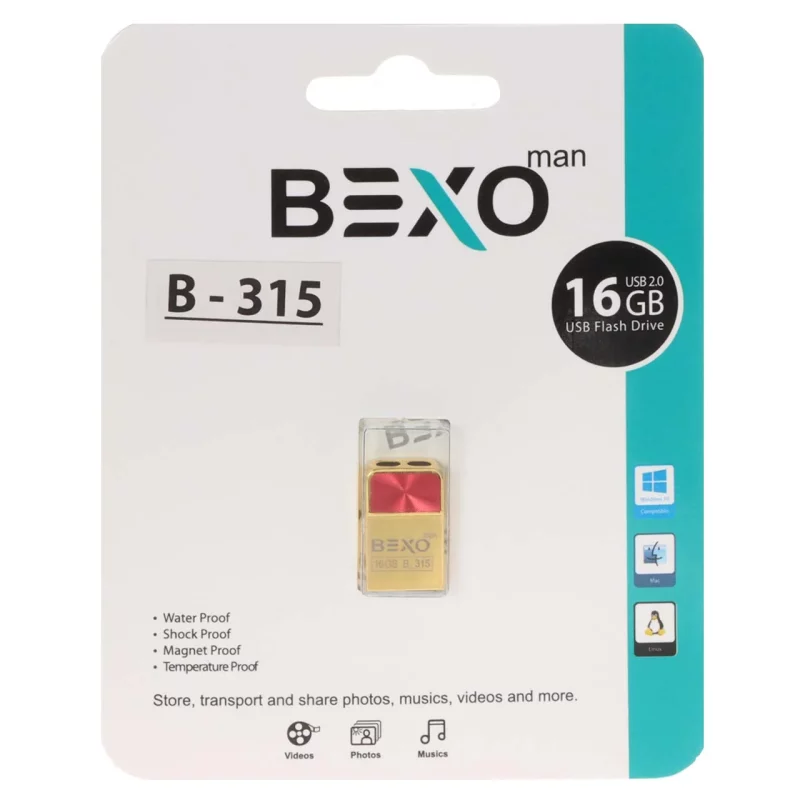 BEXO B-315 USB2.0 Flash Memory - 16GB (گارانتی داده پردازی آواتک) طلایی - تصویر 2