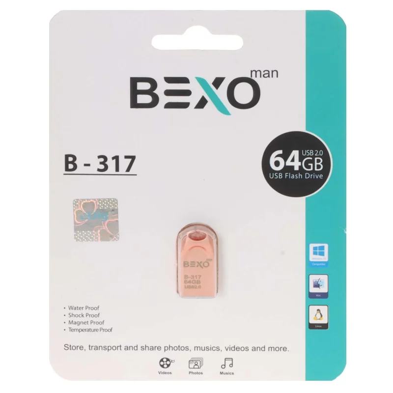 BEXO B-317 USB2.0 Flash Memory - 64GB (گارانتی داده پردازی آواتک) رزگلد - تصویر 2
