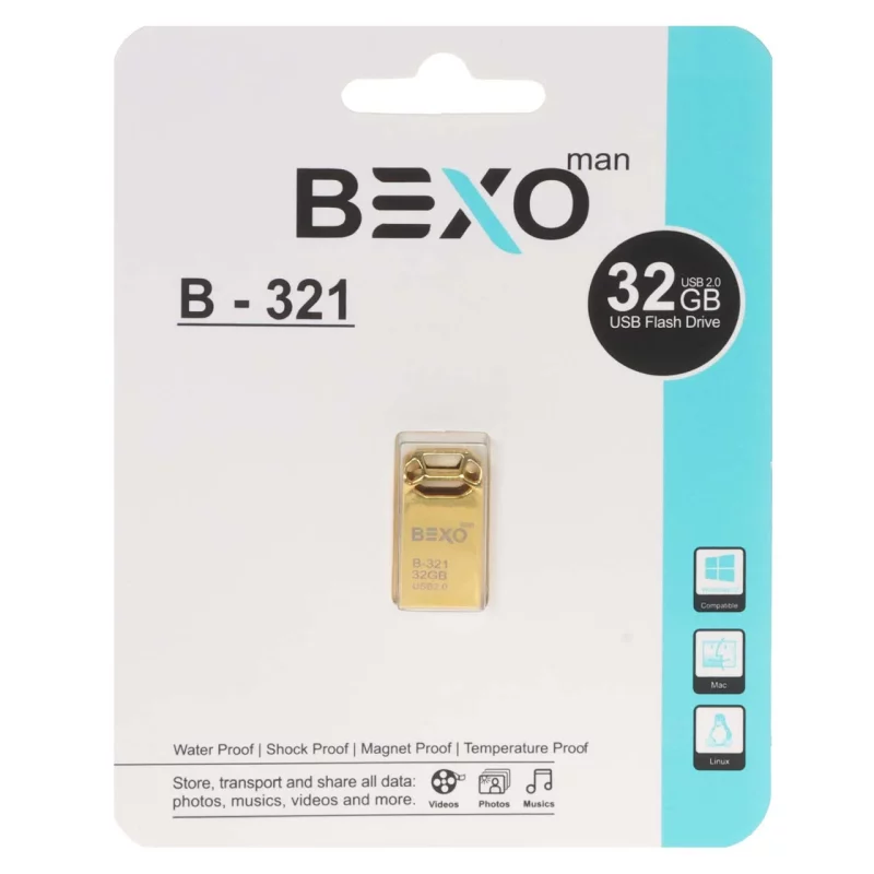 BEXO B-321 USB2.0 Flash Memory - 32GB (گارانتی داده پردازی آواتک) طلایی - تصویر 2