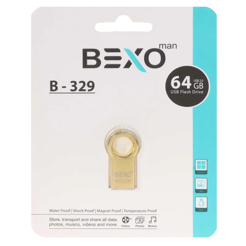 BEXO B-329 USB2.0 Flash Memory - 64GB (گارانتی داده پردازی آواتک) طلایی - تصویر 2