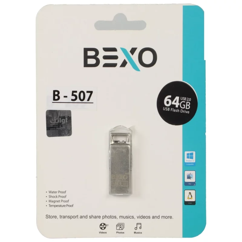 BEXO B-507 USB2.0 Flash Memory - 64GB (گارانتی داده پردازی آواتک) نقره ای - تصویر 2