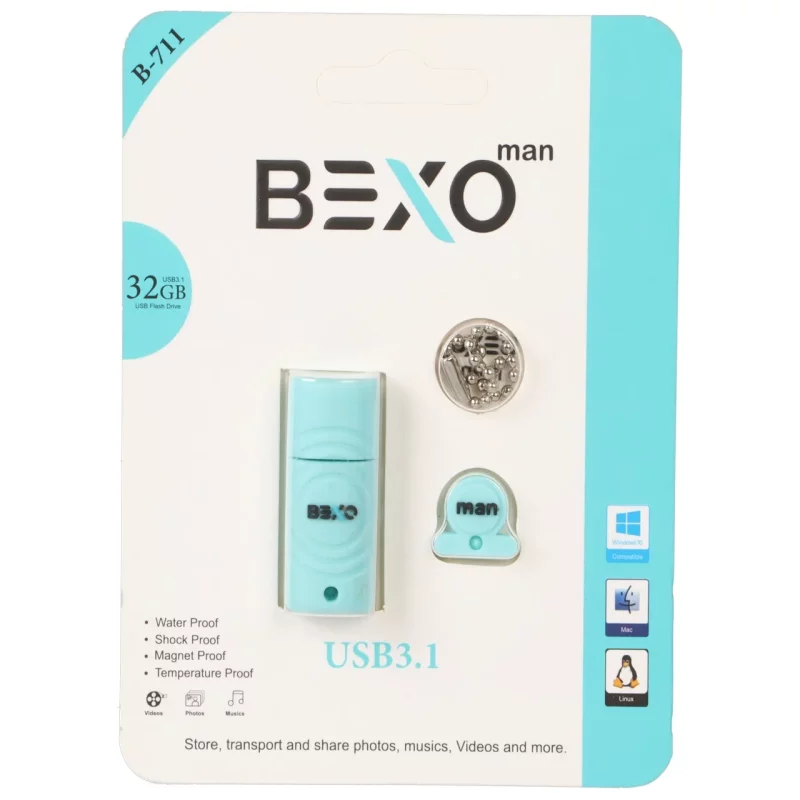 BEXO B-711 USB3.1 Flash Memory-32GB (گارانتی داده پردازی آواتک) آبی روشن - تصویر 2