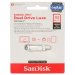 SanDisk Ultra Dual Drive Luxe USB Type-C USB3.2 Flash Memory-32GB - (گارانتی متین) نقره ای