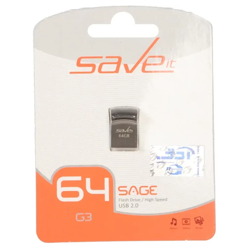 Save it Sage USB2.0 Flash Memory - 64GB مشکی (گارانتی مادام العمر آی تین) - تصویر 2