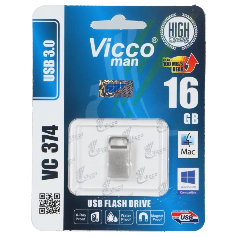 (گارانتی مادام العمر رایانه نوین سگال) نقره ای Vicco man VC374 S USB3.0 Flash Memory - 16GB - تصویر 2