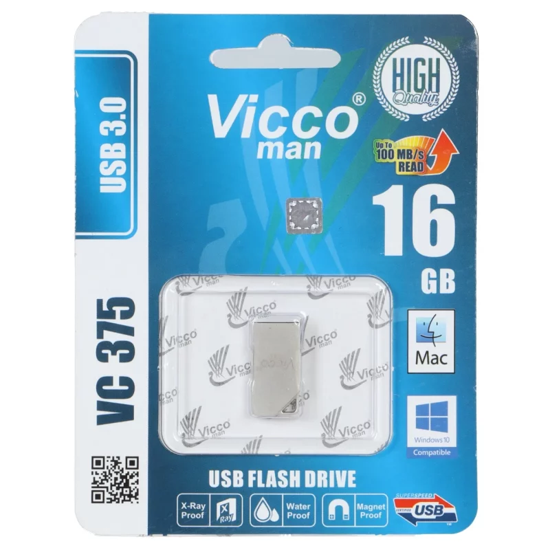 (گارانتی مادام العمر رایانه نوین سگال) نقره ای Vicco man VC375 S USB3.0 Flash Memory - 16GB - تصویر 2