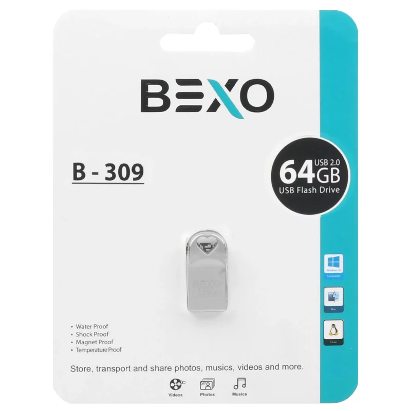 BEXO B-309 USB2.0 Flash Memory-64GB (گارانتی داده پردازی آواتک) نقره ای - تصویر 2