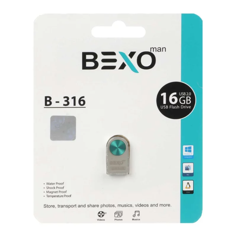 BEXO B-316 USB2.0 Flash Memory - 16GB (گارانتی داده پردازی آواتک) سبز - تصویر 2