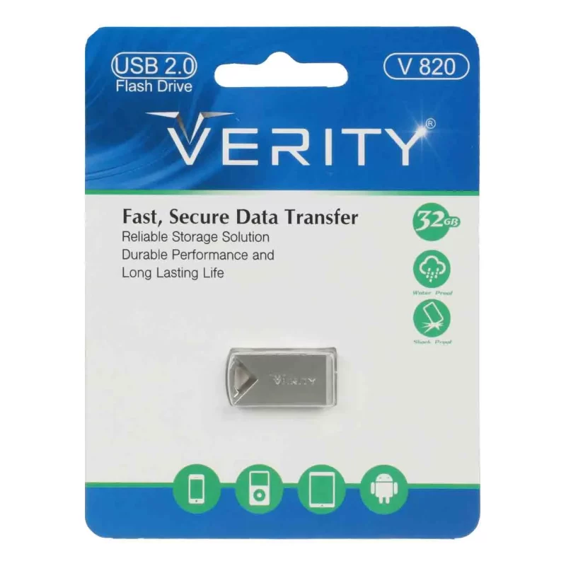 Verity V820 USB2.0 Flash Memory - 32GB - (گارانتی آسان سرویس) نقره ای - تصویر 2