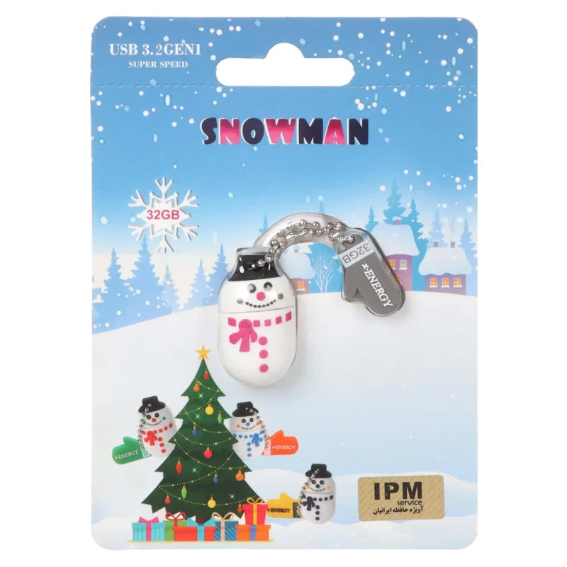 X-ENERGY SNOWMAN USB3.2 Flash Memory - 32GB عروسکی (گارانتی مادام العمر IPM) - تصویر 2