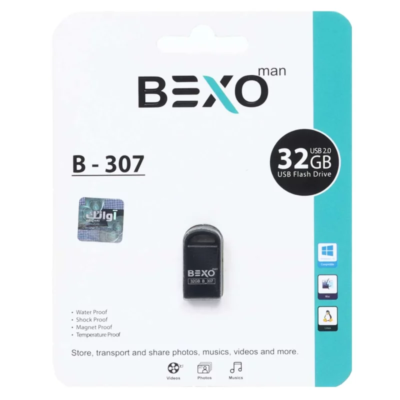 BEXO B-307 USB2.0 Flash Memory - 32GB (گارانتی داده پردازی آواتک) مشکی - تصویر 2