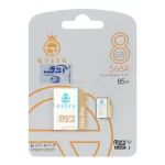 Queen tech microSDHC & adapter U1 Class 10 566X -85MB/s-8GB (گارانتی آی تین) سفید طلایی - تصویر 3