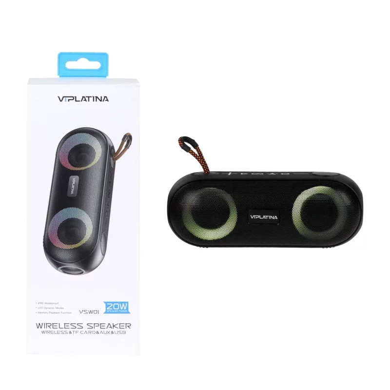 اسپیکر بلوتوثی 20 وات ضد آب VIPLATINA مدل VSW01 RGB - رنگ مشکی (گارانتی 18 ماه تعویض نیکان همراه) - تصویر 2
