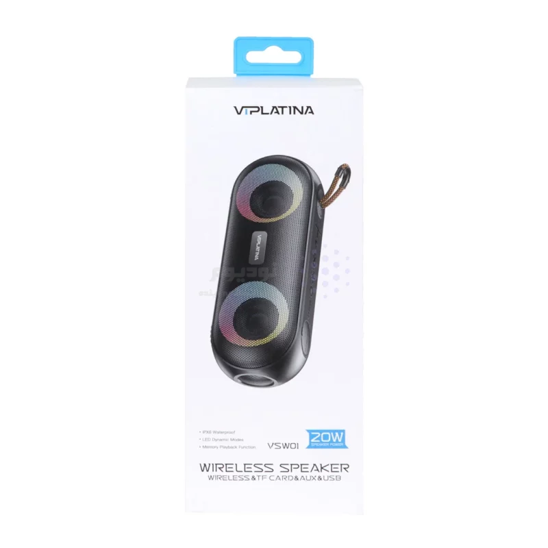 اسپیکر بلوتوثی 20 وات ضد آب VIPLATINA مدل VSW01 RGB - رنگ مشکی (گارانتی 18 ماه تعویض نیکان همراه) - تصویر 8