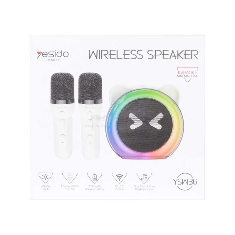 اسپیکر بلوتوثی شارژی همراه با دو میکروفون Yesido مدل YSW36 RGB Karaoke - مشکی (گارانتی 18 ماه تعویض نیکان همراه) - تصویر 9