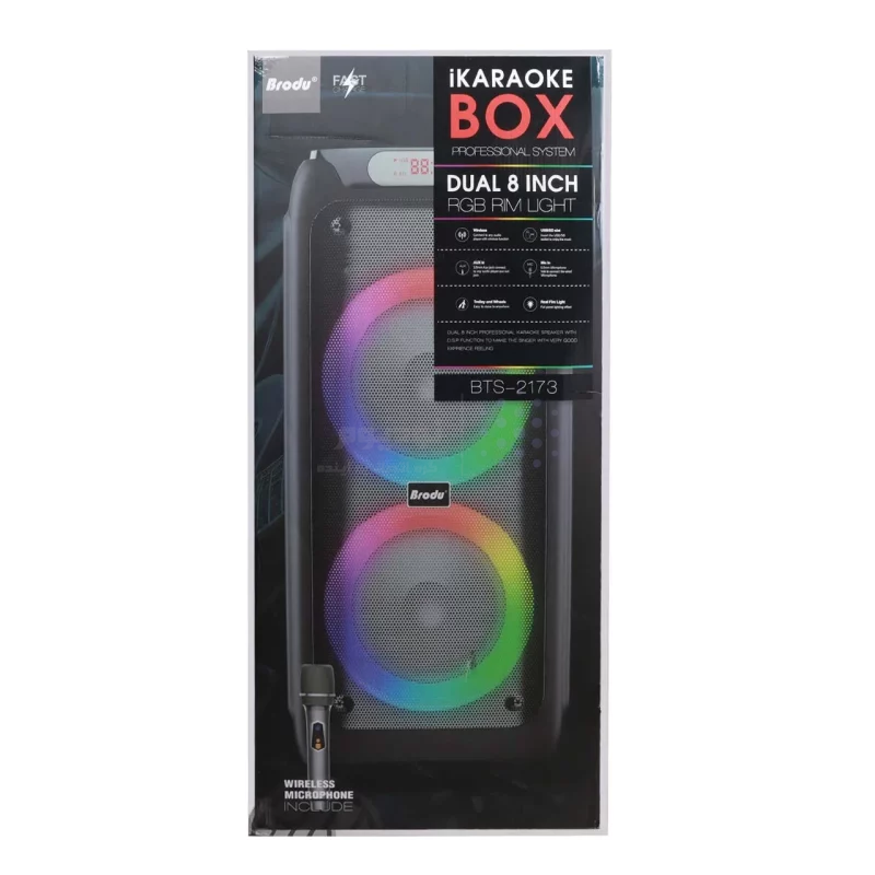 اسپیکر 70W بی سیم Brodu مدل BTS-2173 - مشکی - تصویر 7