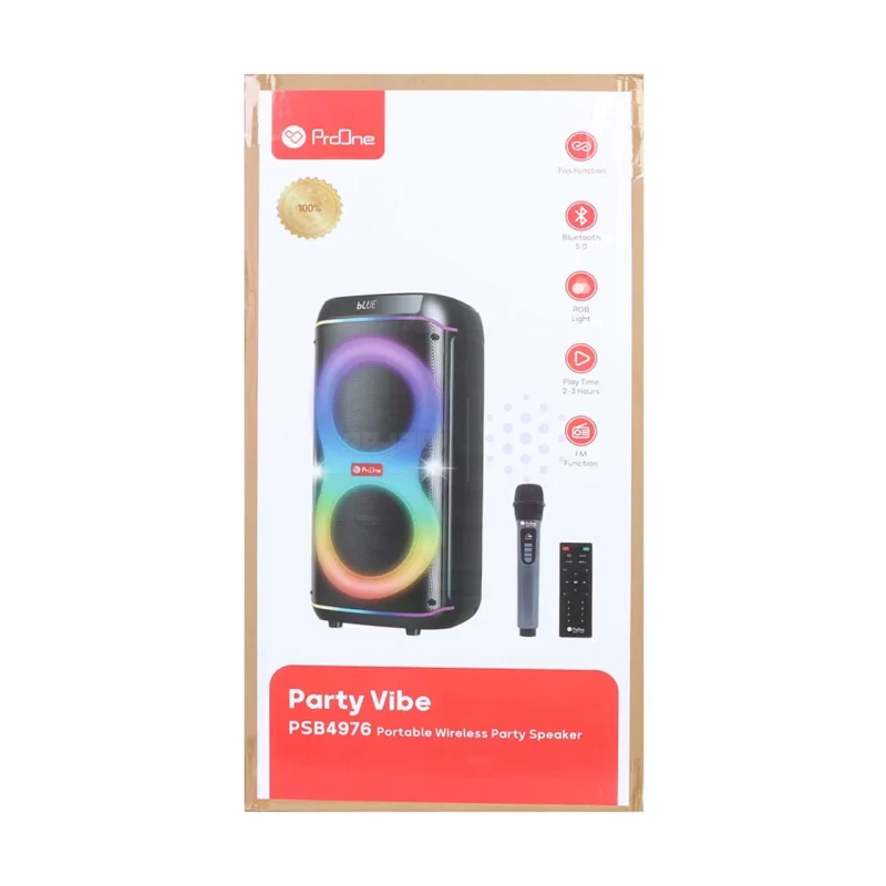 اسپیکر بی سیم شارژی و قابل حمل 80 وات ProOne مدل Party Vibe PSB4976 - مشکی - تصویر 5