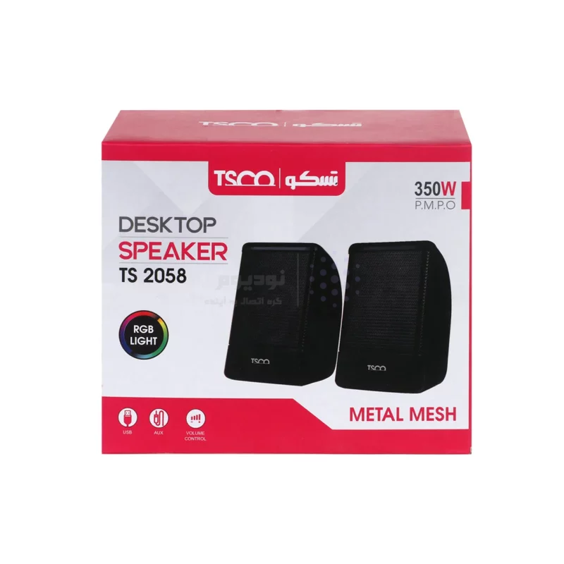 اسپیکر رومیزی (دسکتاپ) دو تکه TSCO مدل TS 2058 - مشکی RGB دار - تصویر 6