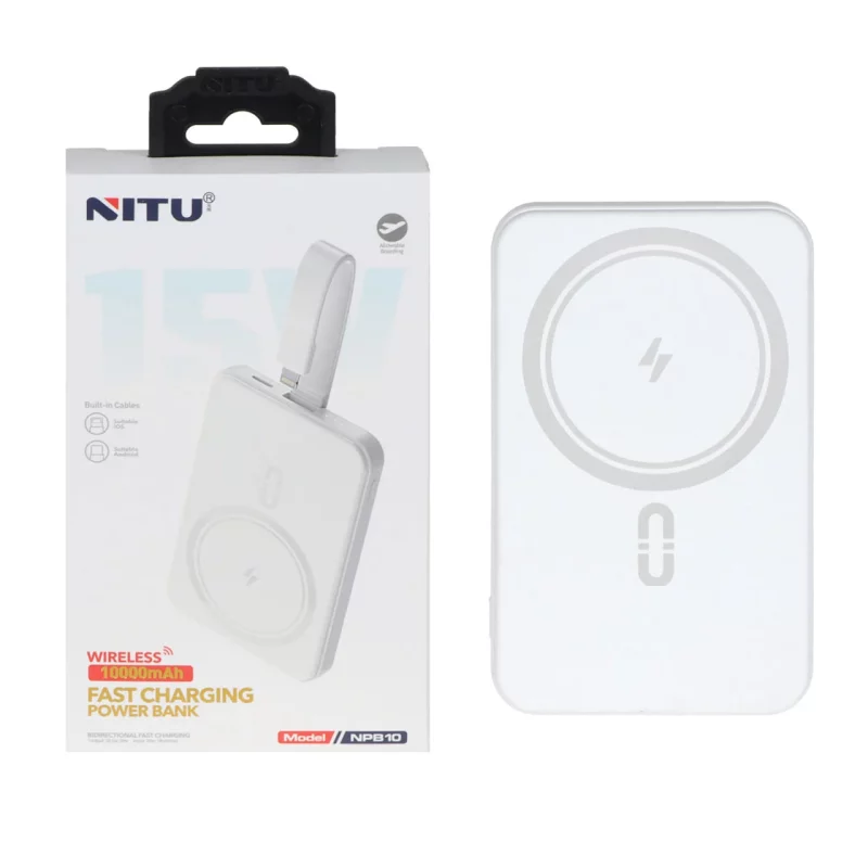 پاوربانک وایرلس فست شارژ 20W Nitu 10000mAh مدل NPB10 - سفید (گارانتی 18 ماه تعویض نیکان همراه) - تصویر 2