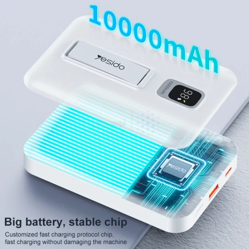 پاوربانک وایرلس PD و فست شارژ Yesido 10000mAh مدل YP45 20W دارای استند موبایل - سفید (گارانتی 18 ماه تعویض نیکان همراه) - تصویر 6