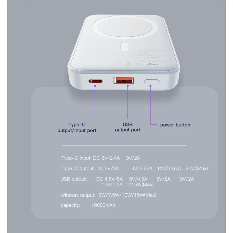 پاوربانک وایرلس PD و فست شارژ Yesido 10000mAh مدل YP45 20W دارای استند موبایل - سفید (گارانتی 18 ماه تعویض نیکان همراه) - تصویر 9