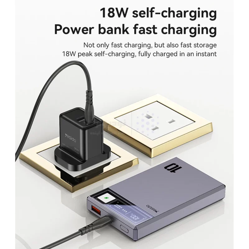 پاوربانک وایرلس PD و فست شارژ Yesido 10000mAh مدل YP61 20W مگ سیف - خاکستری (گارانتی 18 ماه تعویض نیکان همراه) - تصویر 6