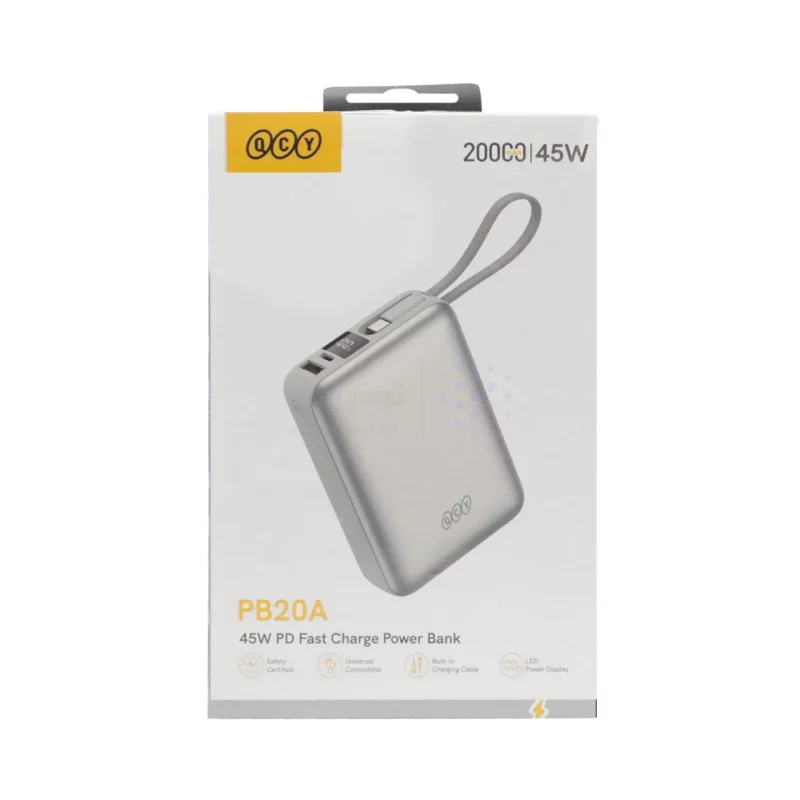 پاوربانک PD و فست شارژ QCY 20000mAh مدل PB20A 45W - نقره ای (گارانتی 18 ماهه شرکتی) - تصویر 6