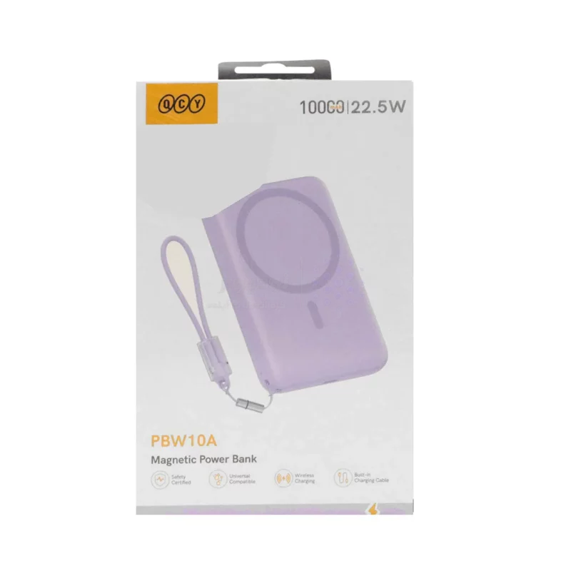 پاوربانک فست شارژ QCY 10000mAh مدل PBW10A 22.5W - بنفش (گارانتی 18 ماهه شرکتی) - تصویر 3