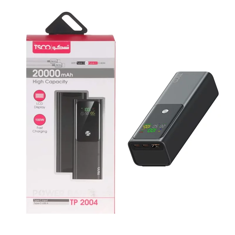 پاوربانک فست شارژ TSCO 20000mAh مدل TP 2004 100W - مشکی (گارانتی 12 ماهه TSCO) - تصویر 2