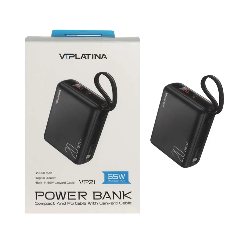 پاوربانک فست شارژ VIPLATINA 20000mAh مدل VP21 65W - مشکی (گارانتی 18 ماه تعویض نیکان همراه) - تصویر 2