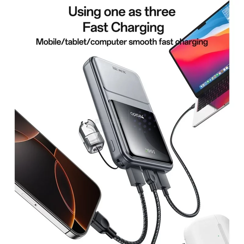 پاوربانک PD و فست شارژ Yesido 20000mAh مدل YP96 22.5W - نقره ای (گارانتی 18 ماه تعویض نیکان همراه) - تصویر 6