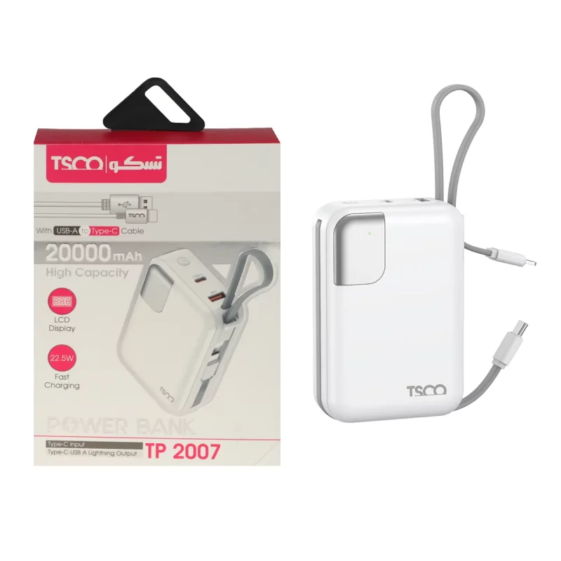 پاوربانک فست شارژ TSCO 20000mAh مدل TP 2007 22.5W - سفید (گارانتی 12 ماهه TSCO) - تصویر 2