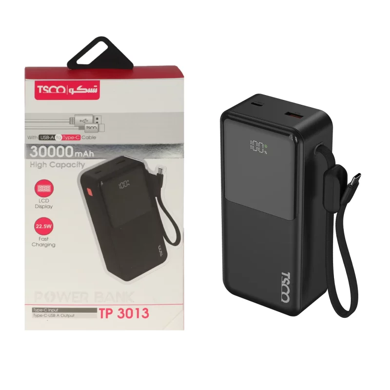 پاوربانک فست شارژ TSCO 30000mAh مدل TP 3013 22.5W - مشکی (گارانتی 12 ماهه TSCO) - تصویر 2