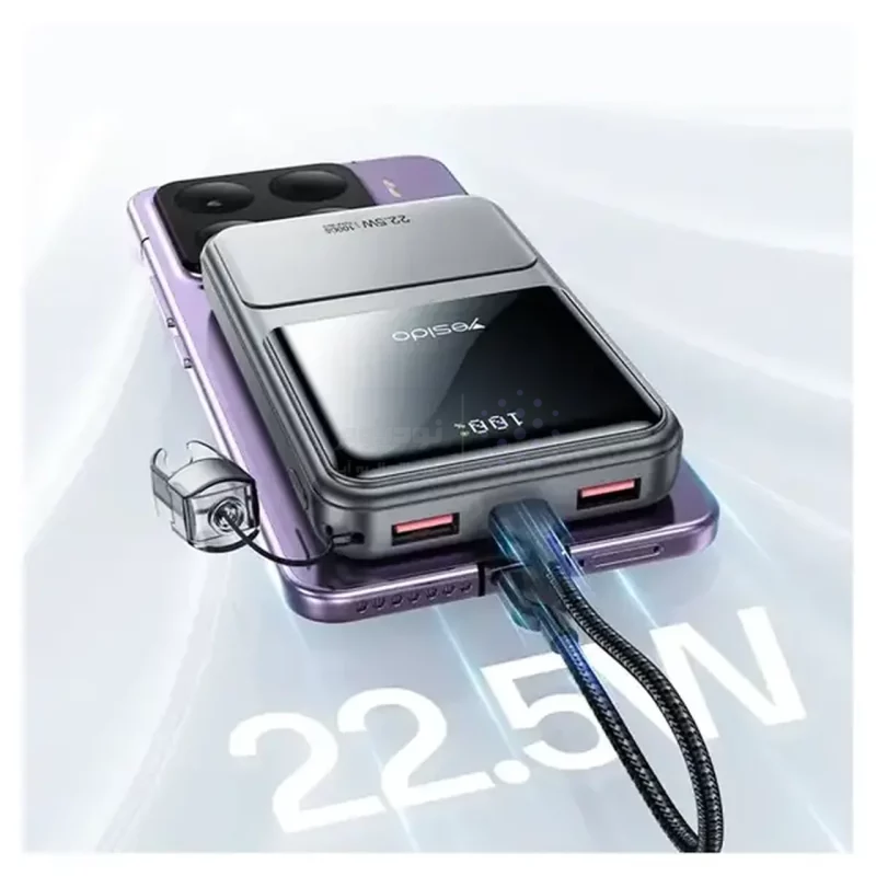 پاوربانک PD و فست شارژ Yesido 10000mAh مدل YP95 22.5W - خاکستری (گارانتی 18 ماه تعویض نیکان همراه) - تصویر 5