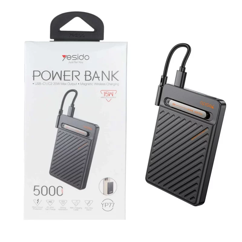 پاوربانک وایرلس (PD و فست شارژ) Yesido 10000mAh مدل YP78 20W - مشکی (گارانتی 18 ماه تعویض نیکان همراه) - تصویر 2